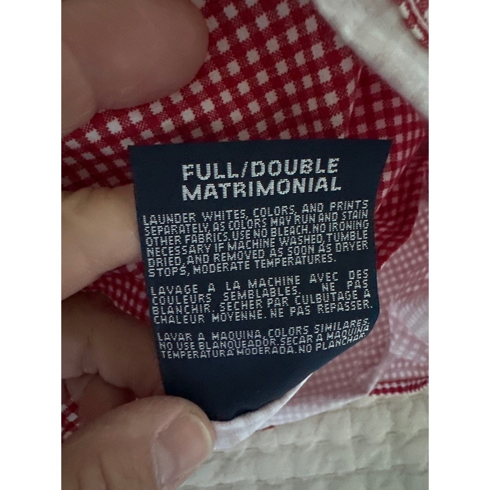 Ralph Lauren Red Gingham Bed Skirt Full Double Cotton Dust Ruffle Made in USA - Picture 3 of 5